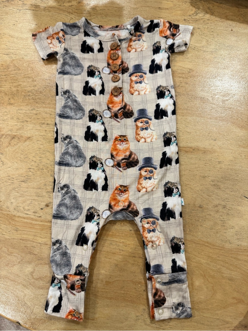 Posh Peanut Beige Cat Print One-Piece Romper
Sz. 3-6 Months Bamboo Cozy